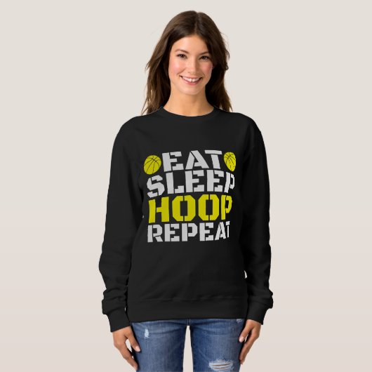 Eat Sleep Hoop Herhalen Trui (Voorkant volledig)