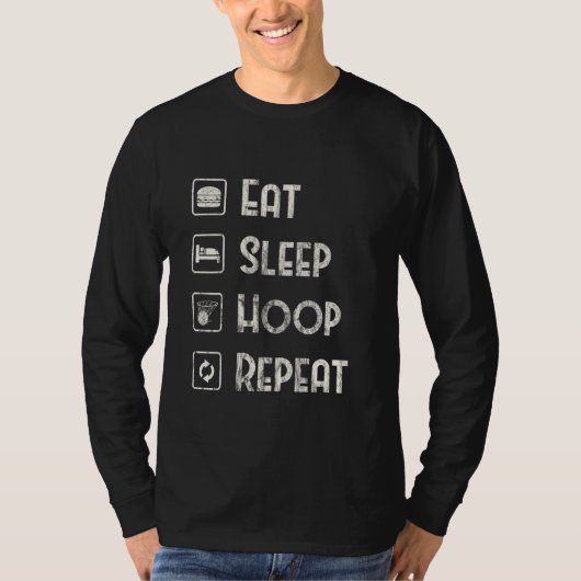 Eat Sleep Hoop herhalen voor een speler van baskba T-shirt (Voorkant)