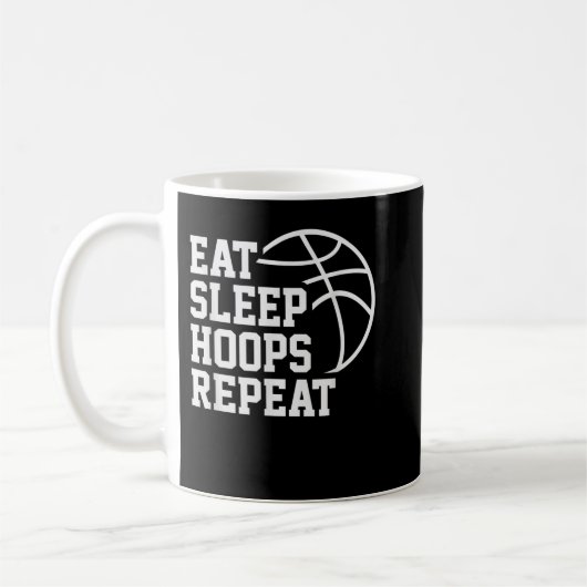 Eat Sleep Hoops Repeat Funny Saying Quote Basketba Koffiemok (Links)