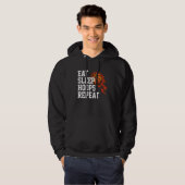 Eat Sleep Hoops Repeat Saying Quote Basketball Hoodie (Voorkant volledig)
