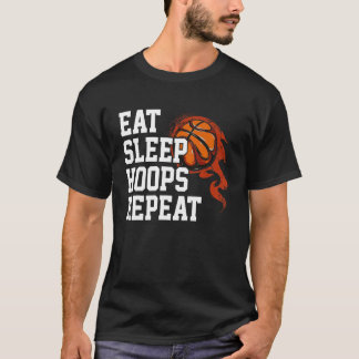 Eat Sleep Hoops Repeat  Saying Quote Basketball T-shirt