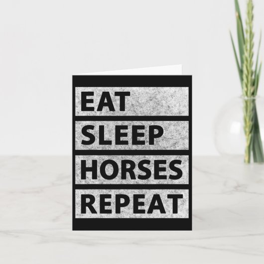 Eat Sleep Horses Herhalen Horseback Riding Kaart (Voorkant)