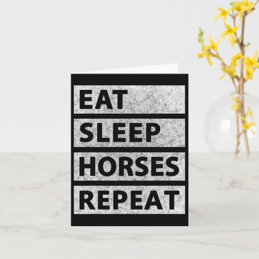 Eat Sleep Horses Herhalen Horseback Riding Kaart (Gele Bloem)