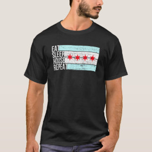 Eat Sleep House Music - Chicago Flag Dj Edm Vintag T-shirt