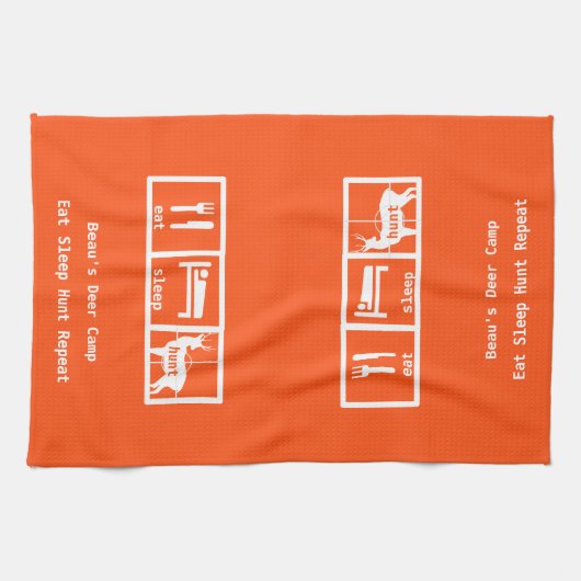 Eat Sleep Hunt Deer Camp Theedoek (Horizontaal)