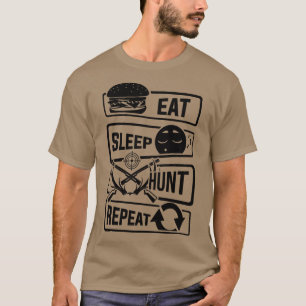Eat Sleep Hunt Herhaal jacht op jagers T-shirt