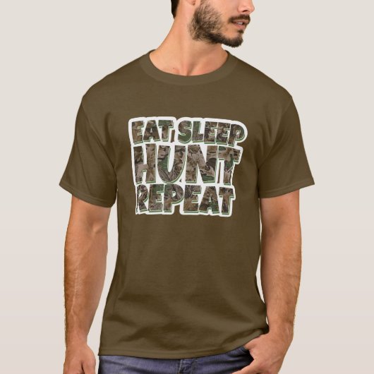 Eat Sleep HUNT Herhaal Mannen Shirt (Voorkant)