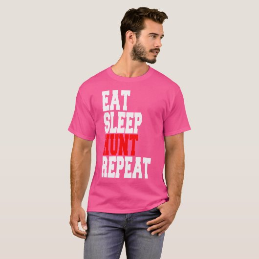 Eat Sleep Hunt Herhalen T-shirt (Voorkant volledig)