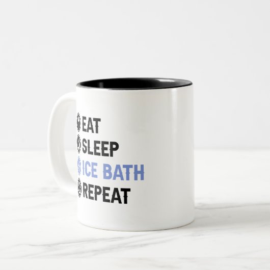 Eat Sleep Ice Bath Wim Hof Cold Shower Iceman Tweekleurige Koffiemok (Voorkant links)