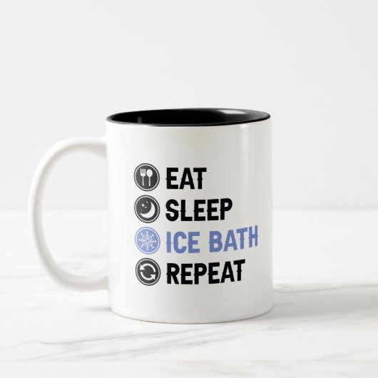 Eat Sleep Ice Bath Wim Hof Cold Shower Iceman Tweekleurige Koffiemok (Links)