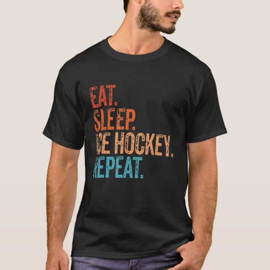 Eat Sleep Ice Hockey Herhaal Funny  Ice Hock T-shirt (Voorkant)