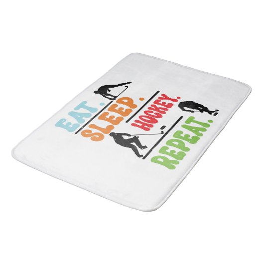 Eat Sleep Ice Hockey herhalen Badmat (Gekanteld)