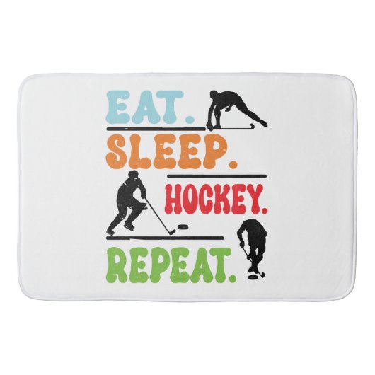 Eat Sleep Ice Hockey herhalen Badmat (Voorkant)