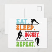 Eat Sleep Ice Hockey herhalen Briefkaart (Voorkant / Achterkant)