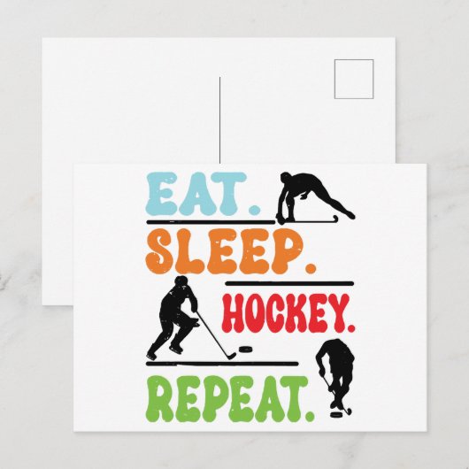 Eat Sleep Ice Hockey herhalen Briefkaart (Voorkant / Achterkant)