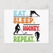 Eat Sleep Ice Hockey herhalen Briefkaart (Voorkant)