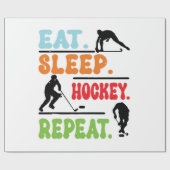 Eat Sleep Ice Hockey herhalen Cadeaupapier (Vlak)
