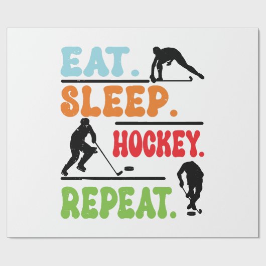 Eat Sleep Ice Hockey herhalen Cadeaupapier (Vlak)