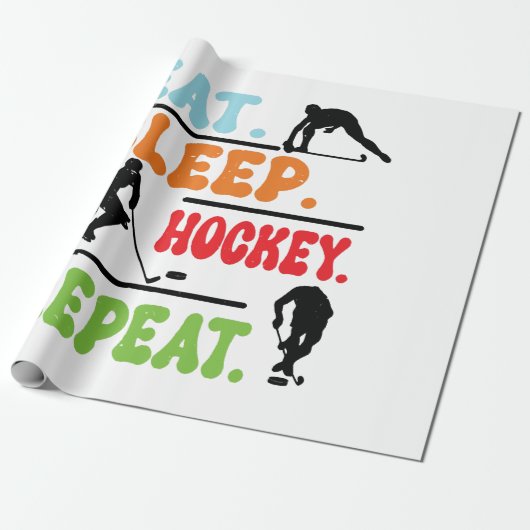 Eat Sleep Ice Hockey herhalen Cadeaupapier (Uitgerold)