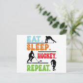 Eat Sleep Ice Hockey herhalen Feestdagenkaart (Staand voorkant)