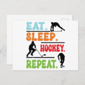 Eat Sleep Ice Hockey herhalen Feestdagenkaart (Voorkant / Achterkant)