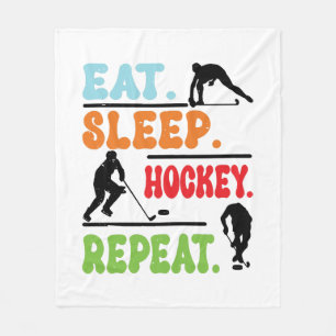 Eat Sleep Ice Hockey herhalen Fleece Deken