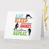 Eat Sleep Ice Hockey herhalen Kaart (Gele Bloem)