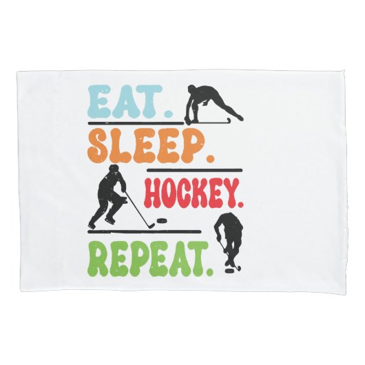 Eat Sleep Ice Hockey herhalen Kussensloop (Voorkant)