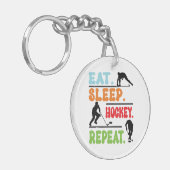 Eat Sleep Ice Hockey herhalen Sleutelhanger (Voorkant Links)