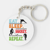 Eat Sleep Ice Hockey herhalen Sleutelhanger (Achterkant)