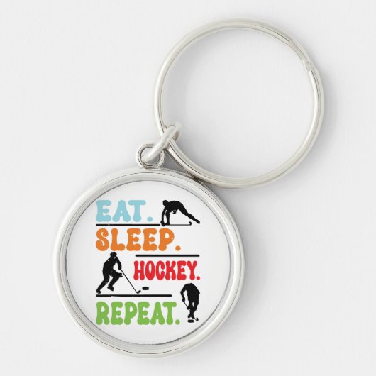 Eat Sleep Ice Hockey herhalen Sleutelhanger (Voorkant)