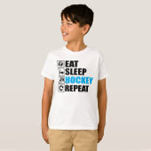 Eat Sleep Ice Hockey Herhalen T-shirt (Voorkant volledig)