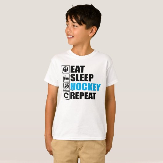 Eat Sleep Ice Hockey Herhalen T-shirt (Voorkant volledig)