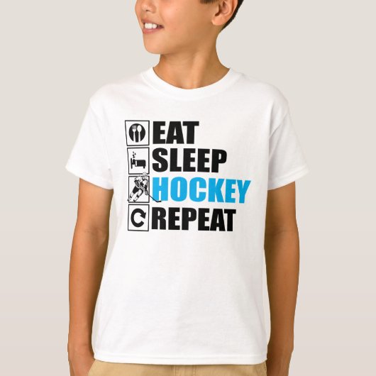 Eat Sleep Ice Hockey Herhalen T-shirt (Voorkant)