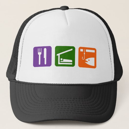 Eat Sleep Ice Vist Trucker Pet (Voorkant)