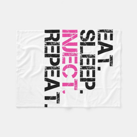 Eat Sleep Inject Repeat Nurse Injector Fleece Deken (Voorkant (Horizontaal))