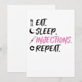 Eat Sleep Injections Repeat Nurse Inject Feestdagenkaart (Voorkant / Achterkant)
