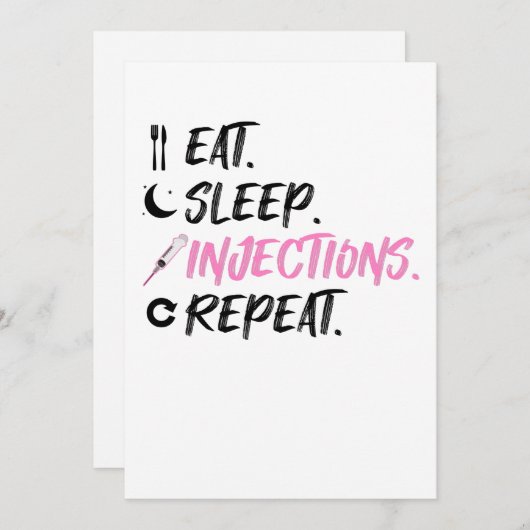 Eat Sleep Injections Repeat Nurse Inject Feestdagenkaart (Voorkant / Achterkant)