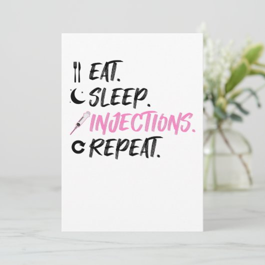 Eat Sleep Injections Repeat Nurse Inject Feestdagenkaart (Staand voorkant)