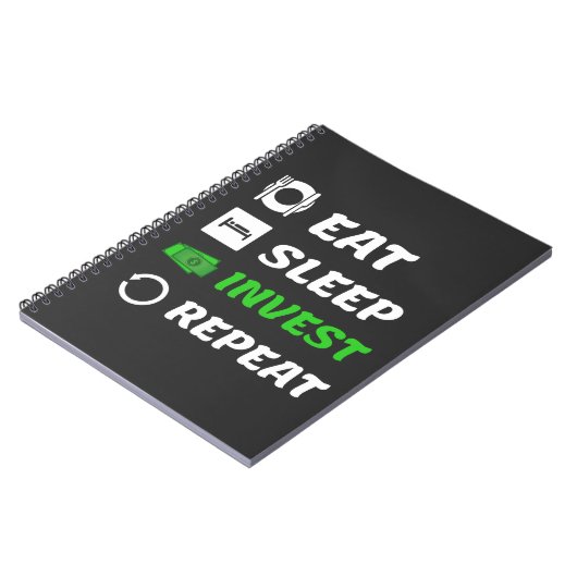 Eat Sleep Invest Herhaal dividend investeren Notitieboek (Linkerzijde)