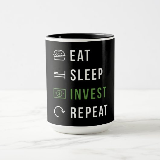 Eat Sleep Invest Herhalen Mok (Midden)