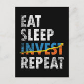 EAT SLEEP INVEST REPEAT STOCK MARKET  BRIEFKAART (Voorkant)