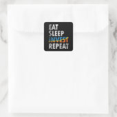 EAT SLEEP INVEST REPEAT STOCK MARKET  VIERKANTE STICKER (Tas)