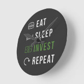EAT SLEEP INVEST REPEAT STOCK MARKT AcrylClock Ronde Klok (Hoek)
