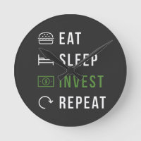 EAT SLEEP INVEST REPEAT STOCK MARKT AcrylClock