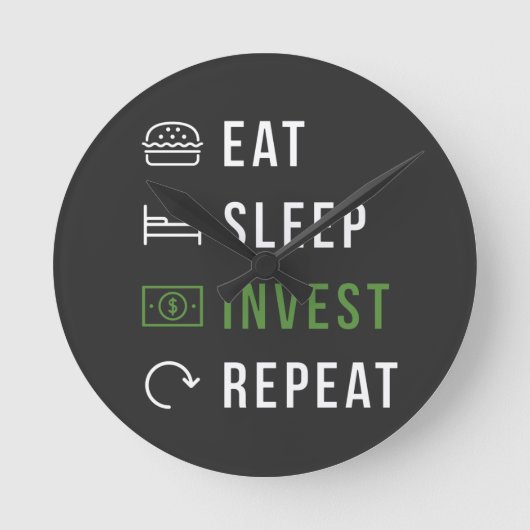 EAT SLEEP INVEST REPEAT STOCK MARKT AcrylClock Ronde Klok (Voorkant)