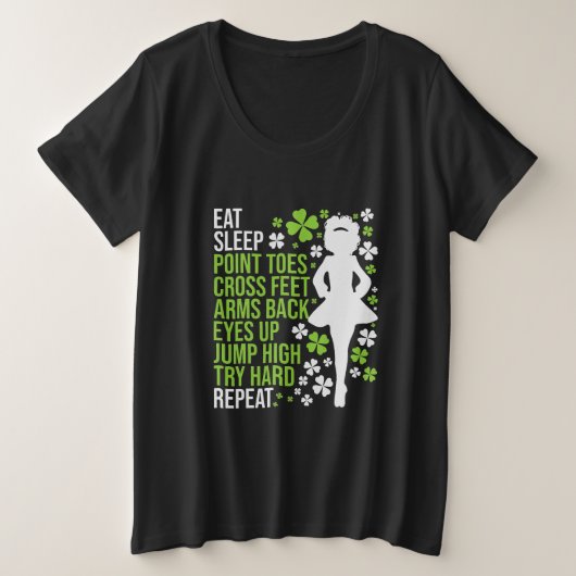 Eat Sleep Irish Dance Irish Dancer Ceili Reel Grote Maat T-shirt (Design voorkant)