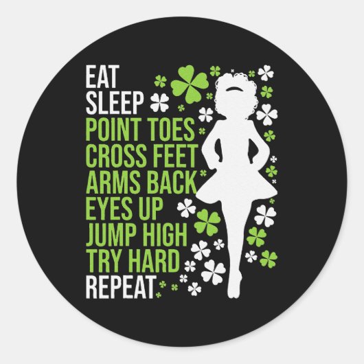 Eat Sleep Irish Dance Irish Dancer Ceili Reel Ronde Sticker (Voorkant)