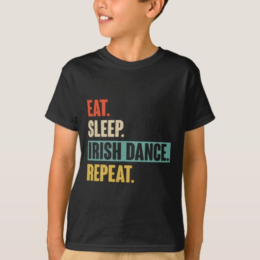 Eat Sleep Irish Dance Repeat - Retro Iers T-shirt (Voorkant)