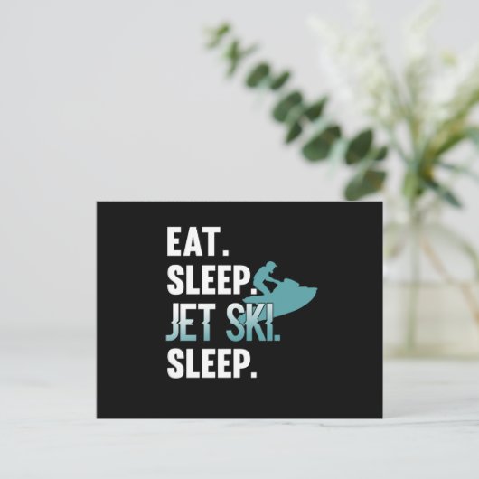 Eat Sleep Jet Ski Skiing Skier Water Sports Uitnodiging Briefkaart (Staand voorkant)